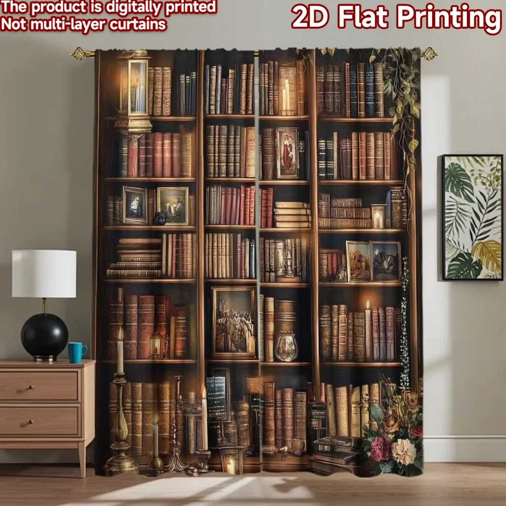 

1pc 2D flat Photography Backdrop Popular Photography Backdrop Cozy Antique Bookshelf 100% Polyester Festive Backdrops Use for