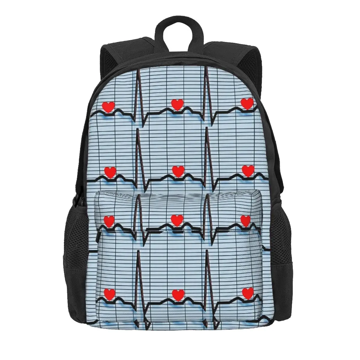 EKG Cardiac Rhythm Strips Backpack Daypack Large Capacity Kids BookBag School Bag Shoulder Bags for Men Women