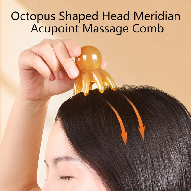 

Resin Octopus Comb Head Massager Meridian Scraping Scalp Massage Brush Acupuncture SPA Gua Sha Health Deep Massage Tool