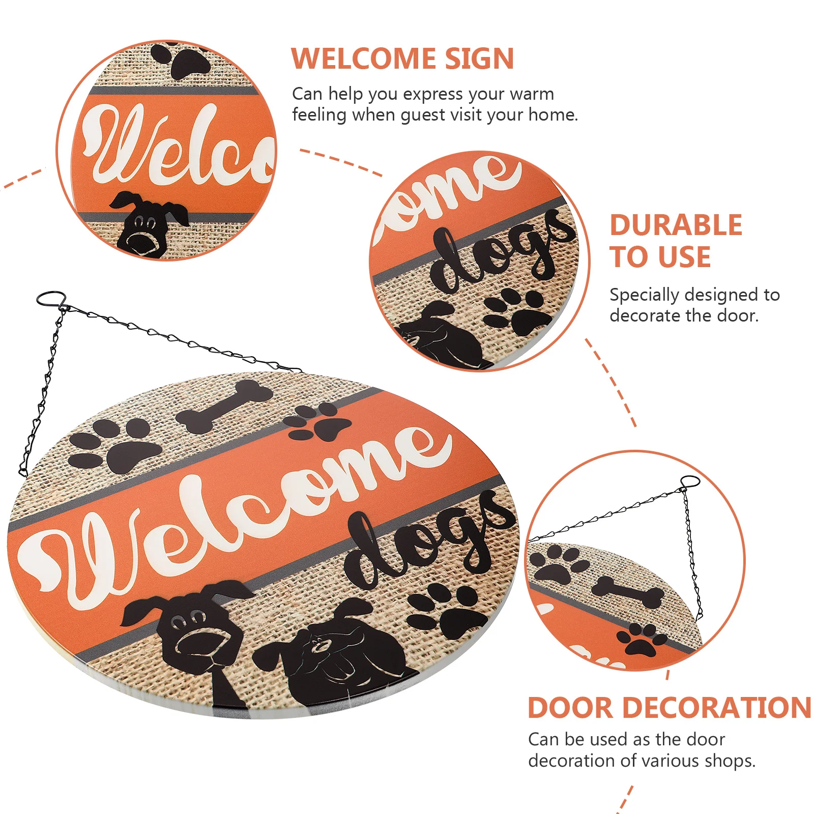 Front Door Iron Round Pendant Welcome Sign Rustic Hanging Plaque Decorative Door Wall Ornament Decorative Welcome Sign