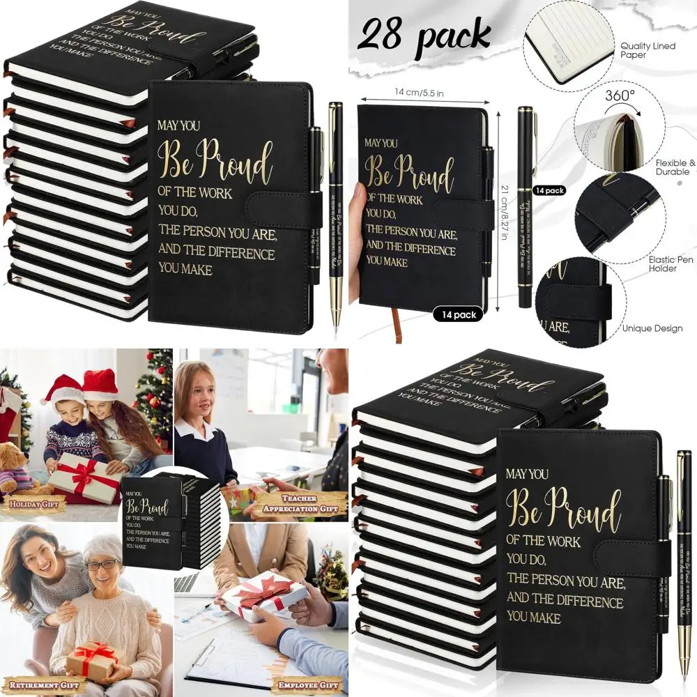 

Bulk 28-Piece Team Appreciation Gifts: A5 Leather Journals with Pens for Christmas, Students, Teachers, Volunteers