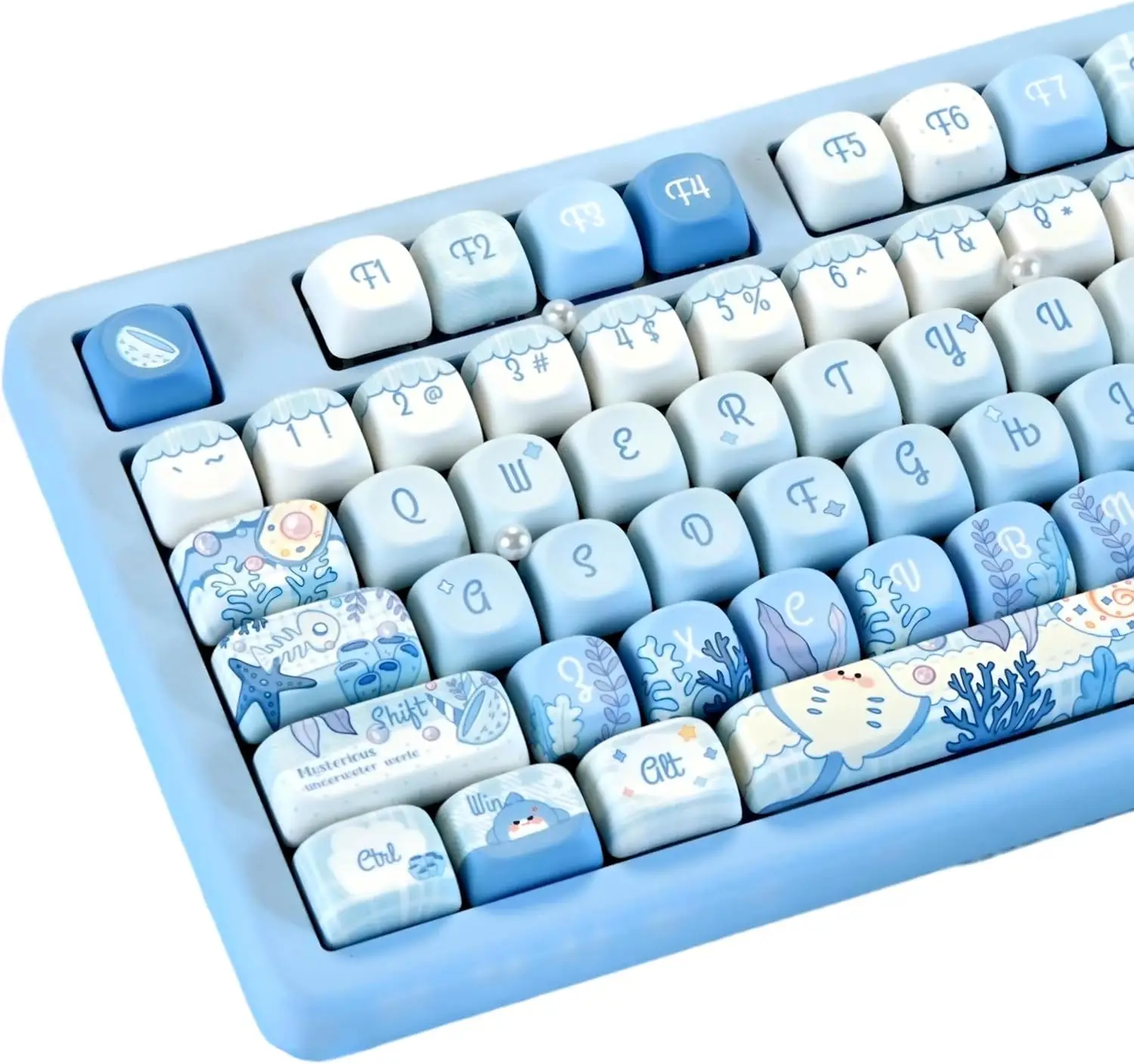 

Колпачки для клавиш MOA Profile PBT, 130 клавиш, синие, милый дизайн, набор колпачков с сублимационной печатью, профиль MOA для механических клавиатур с переключателями Cherry MX