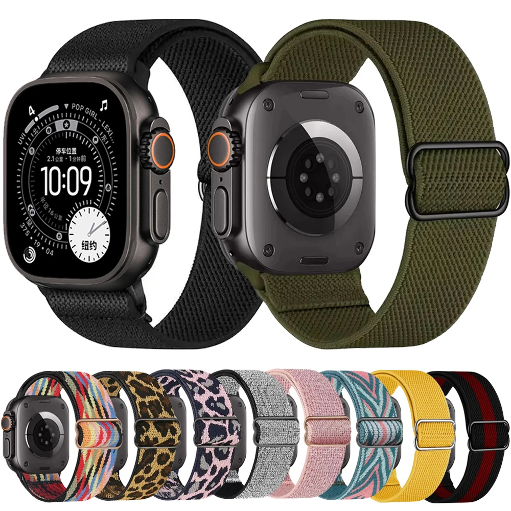 Adjustable Nylon Strap for Apple Watch Ultra 3 2 49mm 46mm 45mm 44mm 42mm 40 41mm Wristband iWatch 11 9 8 7 6 5 4 SE Series Band