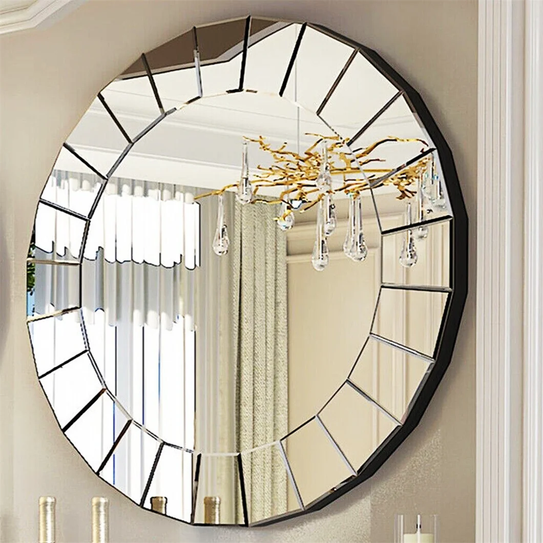 

XL Large Round Mirror Modern Venetian All Glass Bevelled Wall Mirror Living Room