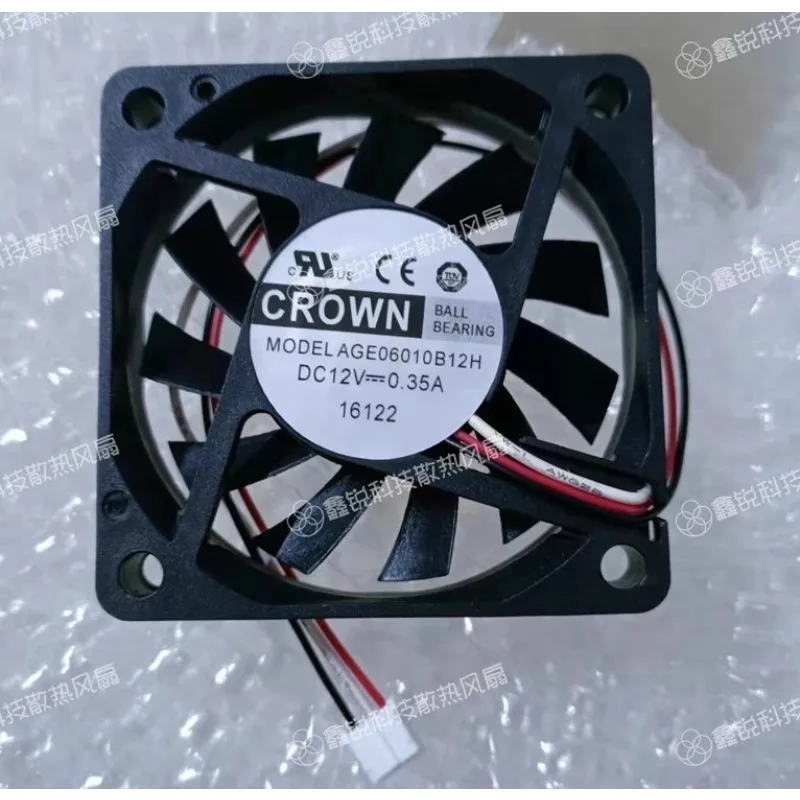 New Fan for CROWN AGE06010B12H DC12V 0.35A 3-wire CPU Frequency Converter Fan 6010 6CM 60*60*10mm