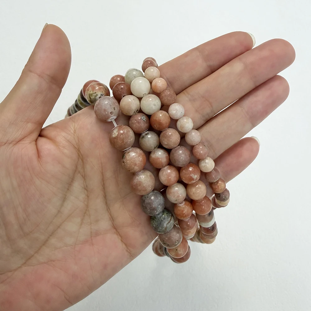 Natural Stone China Material Pink Opal Round Loose Beads 6 8 10 MM Pick Size For Jewelry Making
