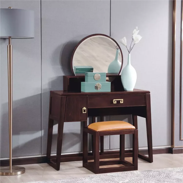 Chinese Bedroom Wood Furniture Vanity Dressing Table Makeup Dresser With Mirror