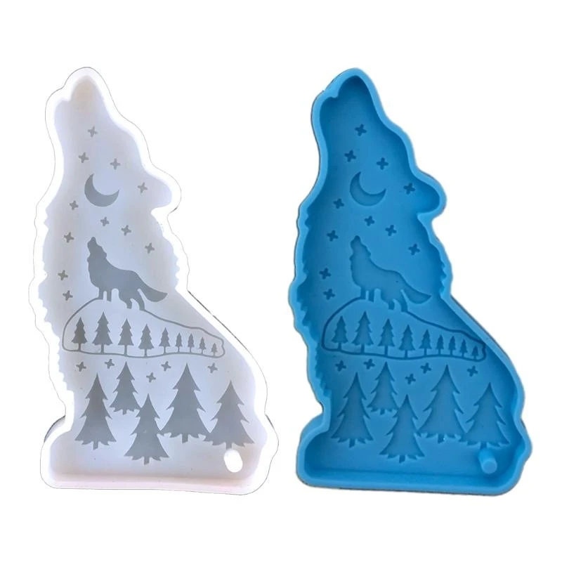A52E Shiny Wolf Schlüsselbund Epoxy Harz Form Halskette Anhänger Silikon Form DIY Handwerk Schmuck Decortaion Casting Mould – Detail 10