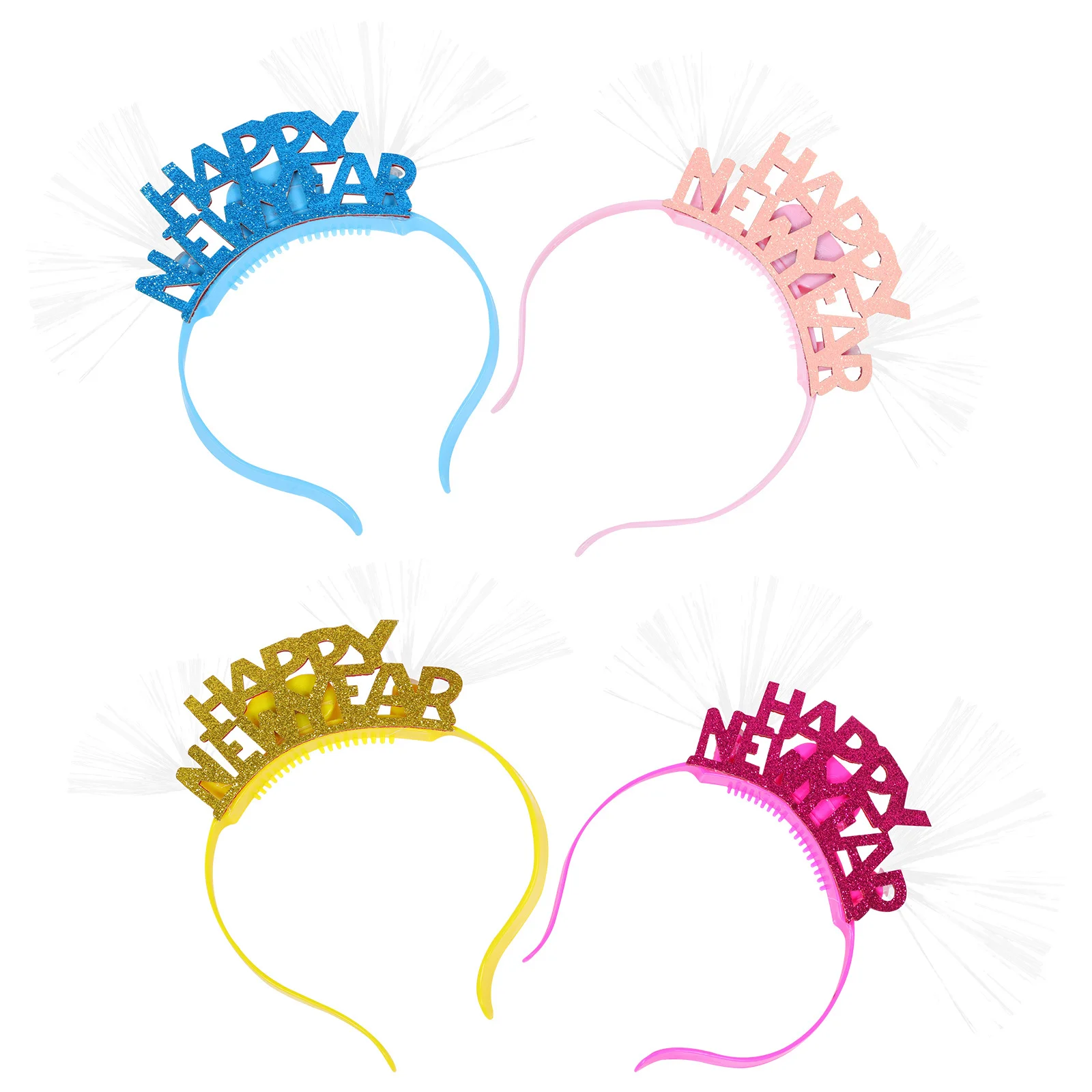 4 قطعة عصابات رأس من الألياف المضيئة أطواق شعر بصرية ممتازة لحفلة رأس السنة الجديدة ملحقات توهج التأثيرية مقاس واحد يناسب البالغين