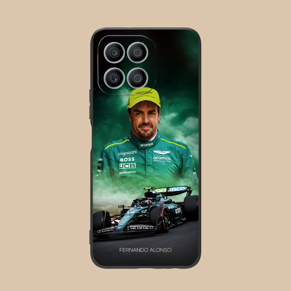 F1 Fernando Alonso Mobile Cell Phone Case for Huawei Honor 90 80 70 60 50 30 20 10 9 8 7 Pro S SE Lite 5G Black Cover Shell