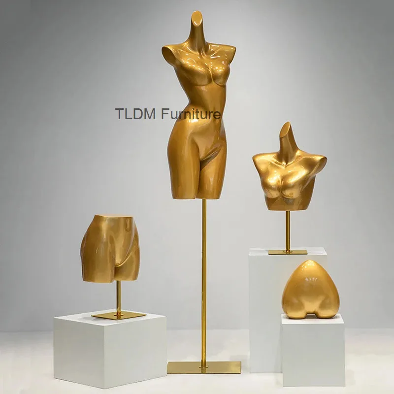 

High-end Golden Underwear Mannequin Underwear Mannequin for Women's Clothing Store Female Half-length Model Window Display Stand