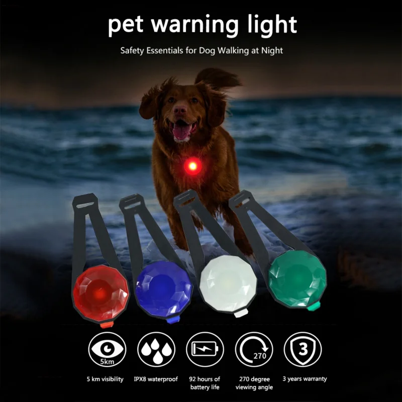 LED Luminous Pendant for Pet Collar Mini Night Light USB Rechargeable Waterproof Safe Product for Dogs Wearing Walking