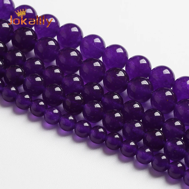 

Natural Amethyst Jades Chalcedony Beads Stone Round Loose Beads For Jewelry Making DIY Bracelets Accessorie 15" 4 6 8 10 12 14mm