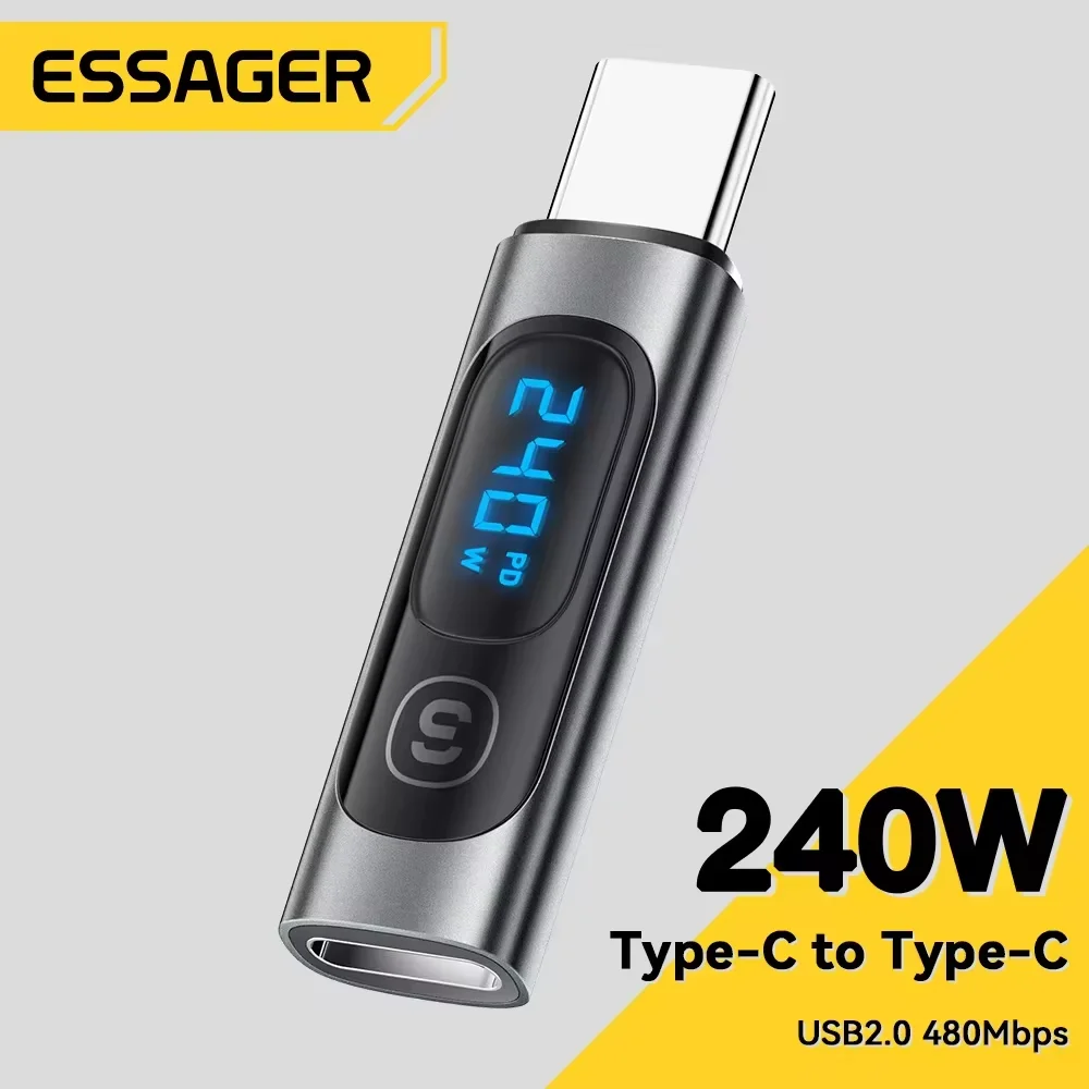 Essager-Adaptateur USB C vers USB C, connecteur OTG, affichage numérique, données, Macbook Pro, Air, Samsung, 240W, 3.0, 2.0, 100