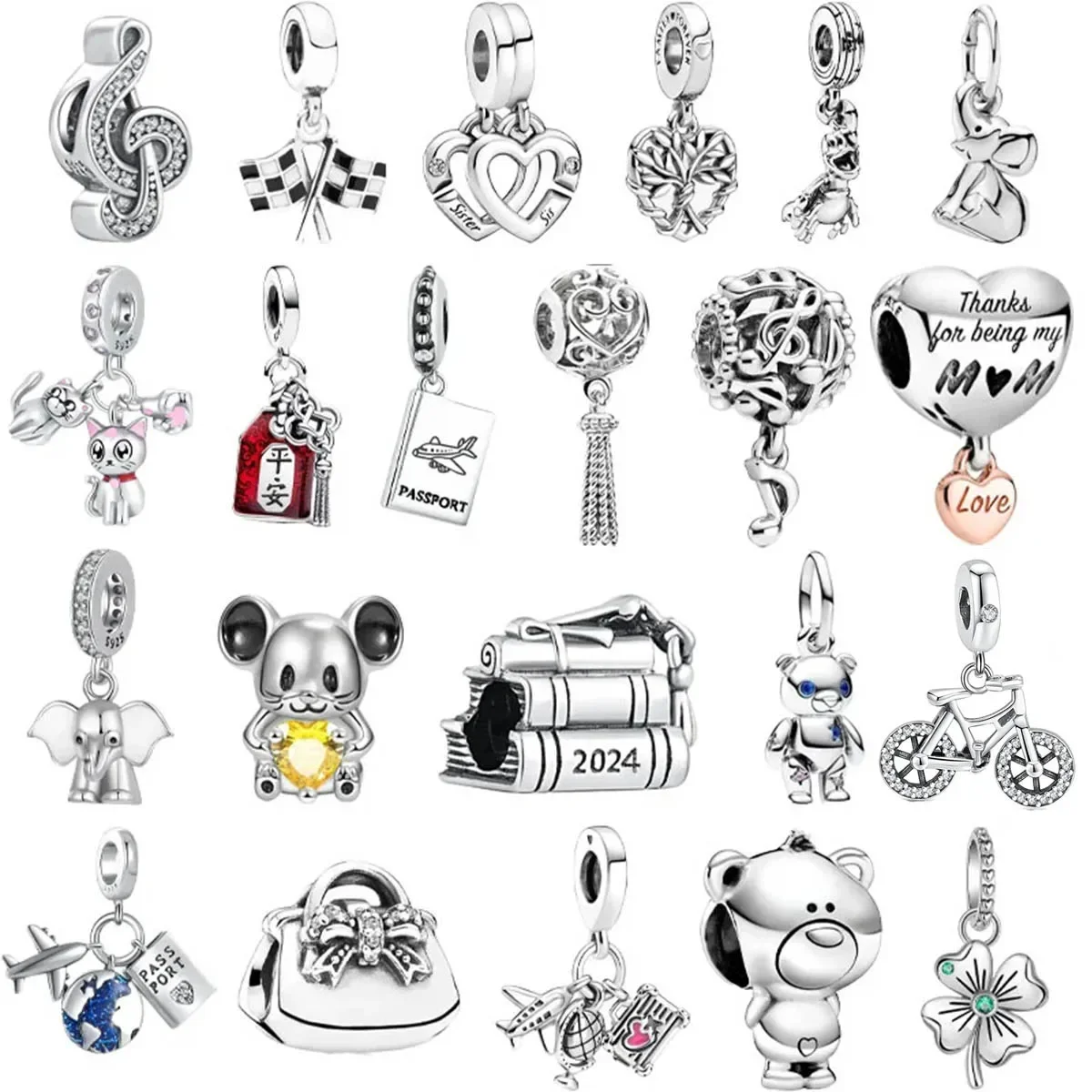 

New Plane Passport bicycle camera Roller skates Pendant Beads fit Original Pandora Charms Silver 925 Bracelet DIY Women Jewelry