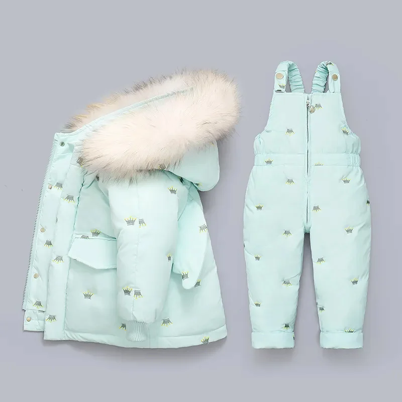 Children Down Coat Jacket+jumpsuit Kids Toddler Girl Boy Clothes 2pcs Winter Outfit Suit Warm Baby Overalls Clothing Sets