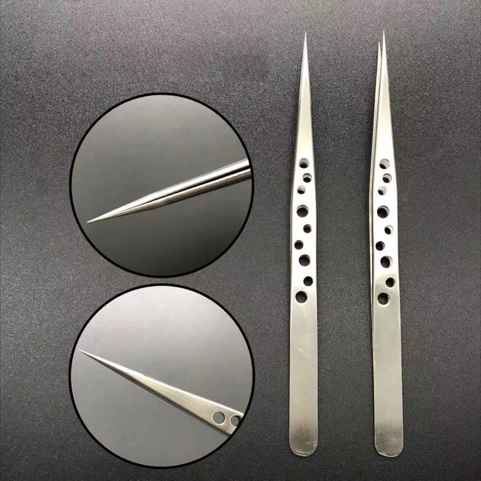 Heavy Duty Thickened Stainless Steel Tweezers Perfect Alignment / Grip High Precision Tweezer for Makeup Cosmetic Tool