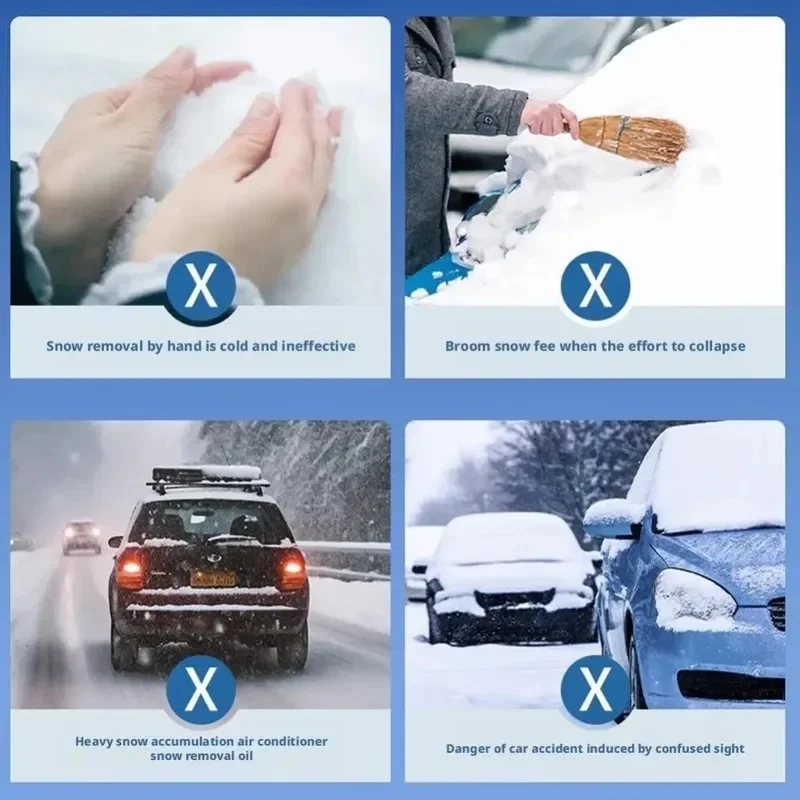 Multifunctional Car Windshield Snow Remover With Retractable Handle Frost Removal Scraper For Winter Window Glass Cleaning Tool