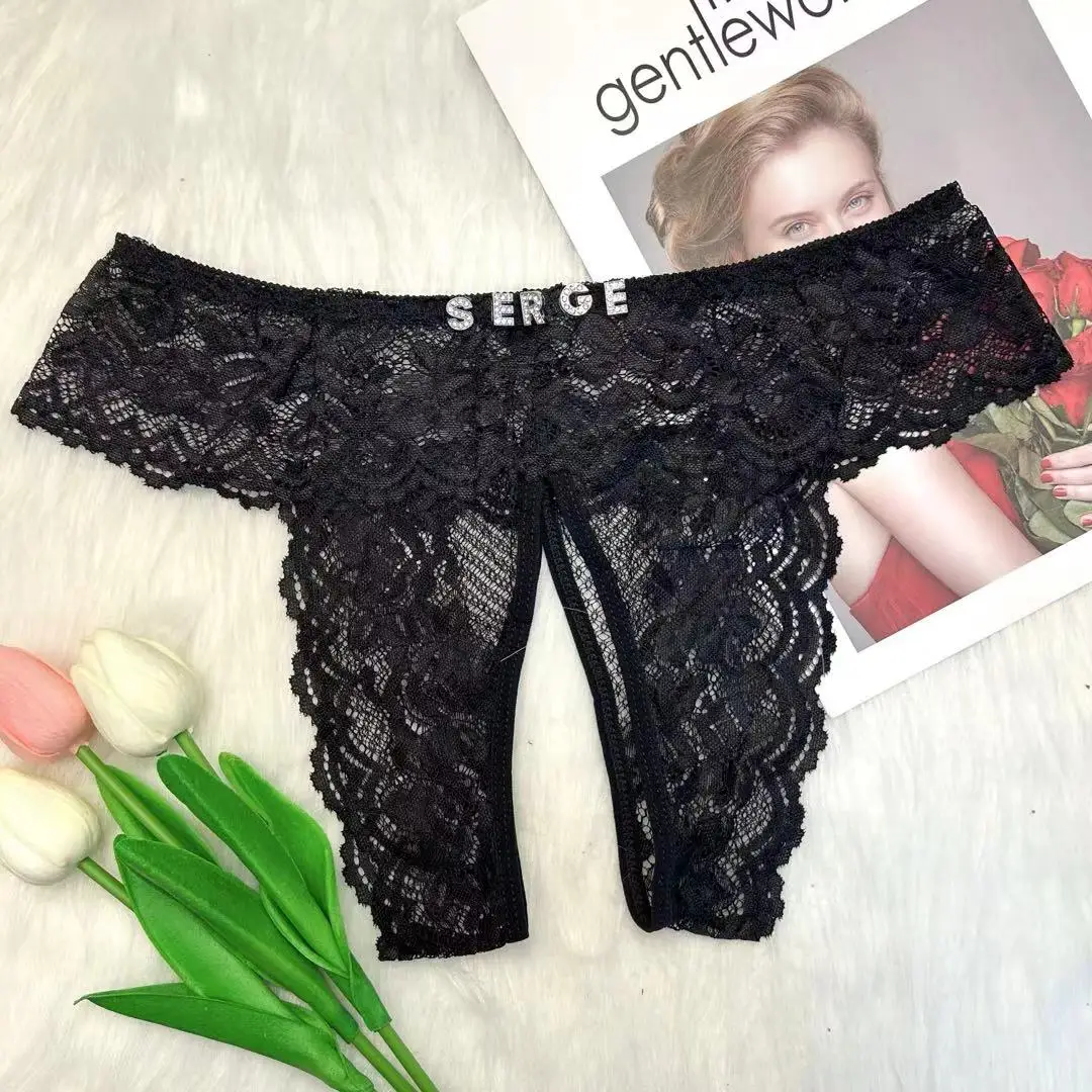 Sexy Plus Size Custom Thong for Women Ladies G String with Open Crotch Thong Personalized Panties Tanga Underwear Gifts