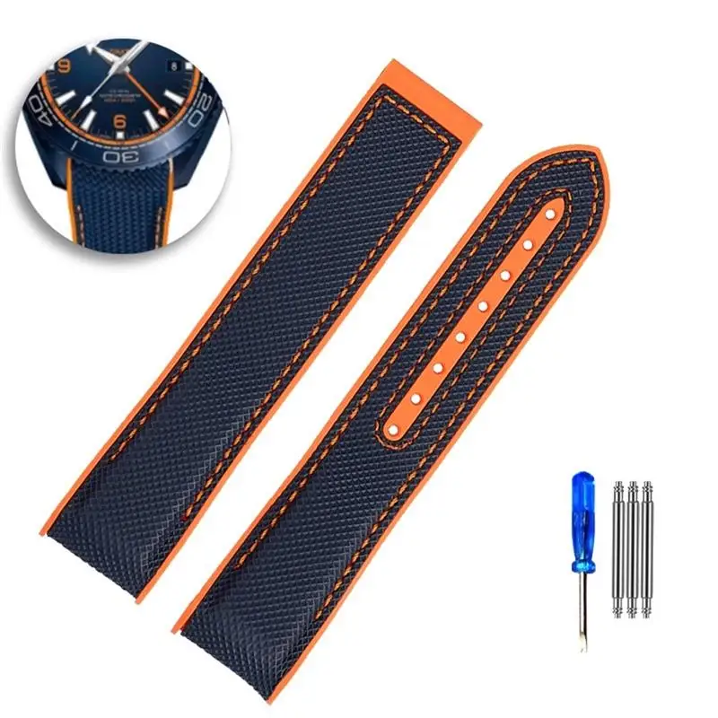 Cinturino per orologio in Nylon ONECMN per Omega cavalluccio marino 215.32 OCEAN Universe Super 600 America Cup Limited Edition Canvas Waterproof