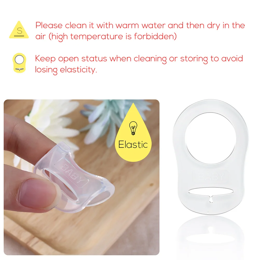 

15Pcs Baby Pacifier Clip Holder Set Safe Silicone Material Easy Use for Button Style Pacifiers Transparent