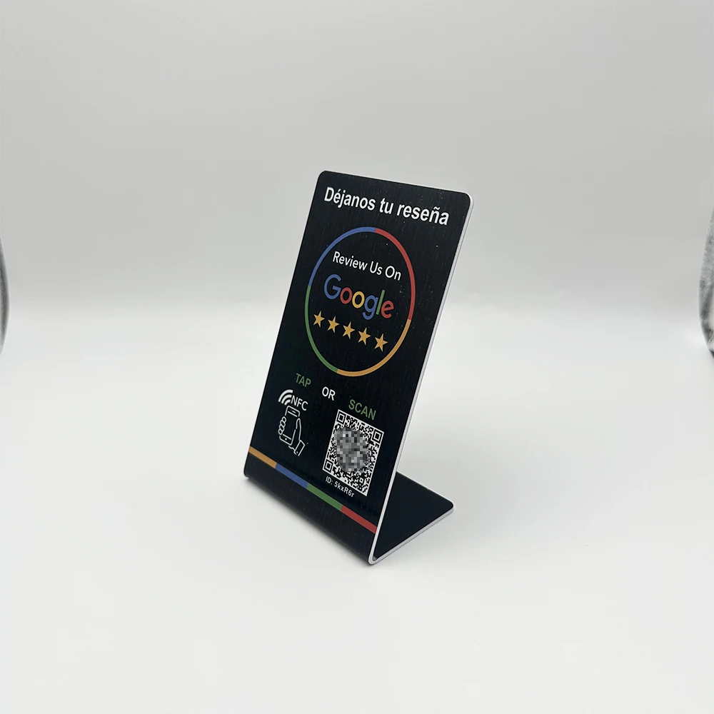 الإسبانية الإنجليزية رمز الاستجابة السريعة NFC الدائمة تسجيل مراجعة جوجل NFC215 مراجعة الوقوف انقر فوق عنوان بطاقة مراجعة الأعمال الاجتماعية