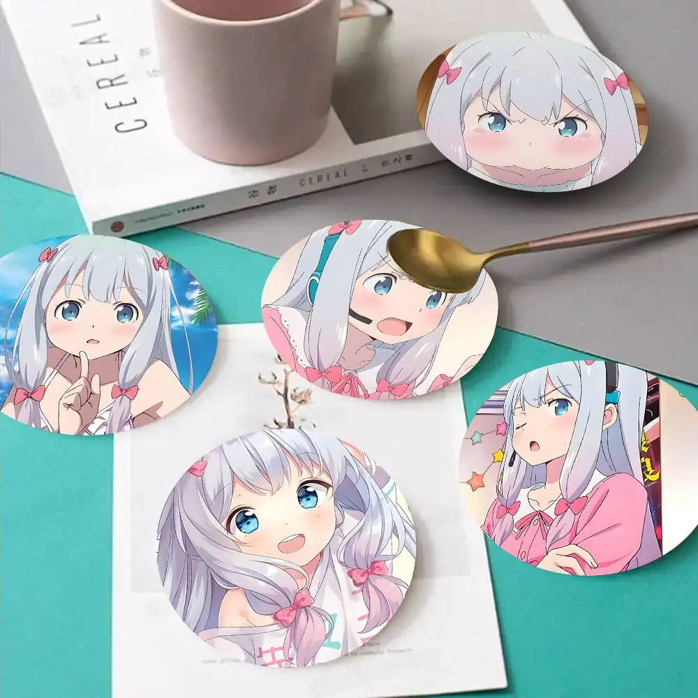 1pc Sagiri Izumi Anime Characters Wooden Coaster Colour Printing Cup Mat Home Desk Decoration Gifts