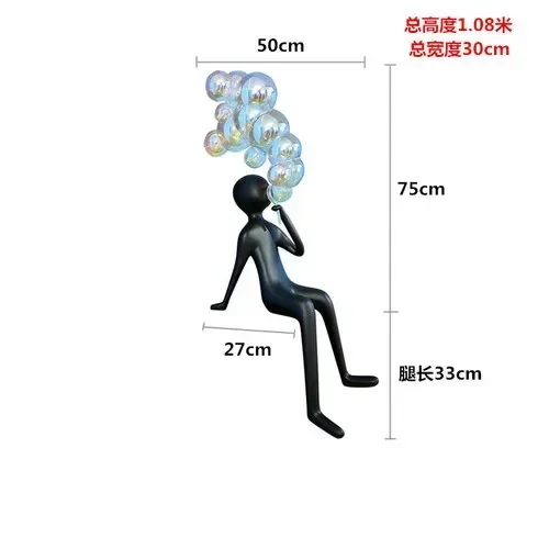 

Floor Character Bubble Blowing Sculpture Cartoon Lobby Light Luxury Soft Decoration Art Device Decoration