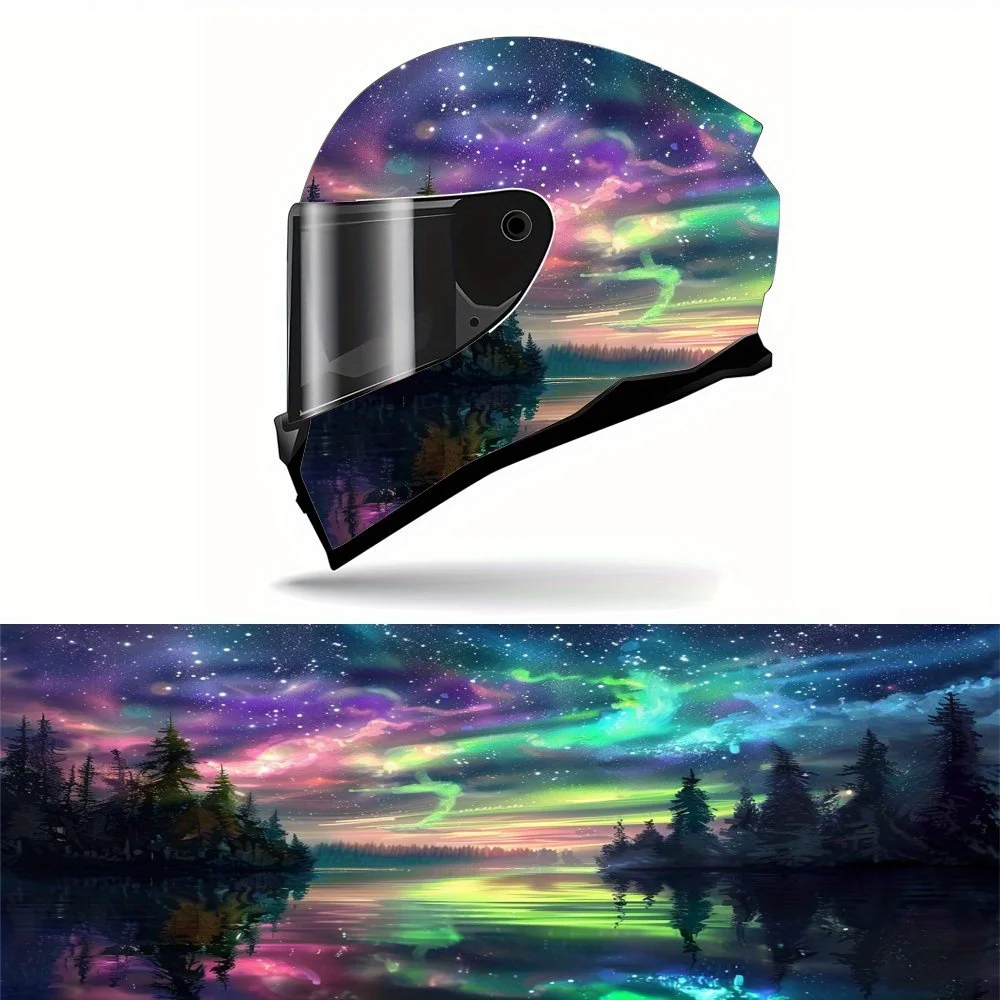 Radiant Reflections: Helmet Decal Themed Graphics, Vinyl Motorcycle Helmet Decals, Heat Insulation, Sun Protection, Full-Color S