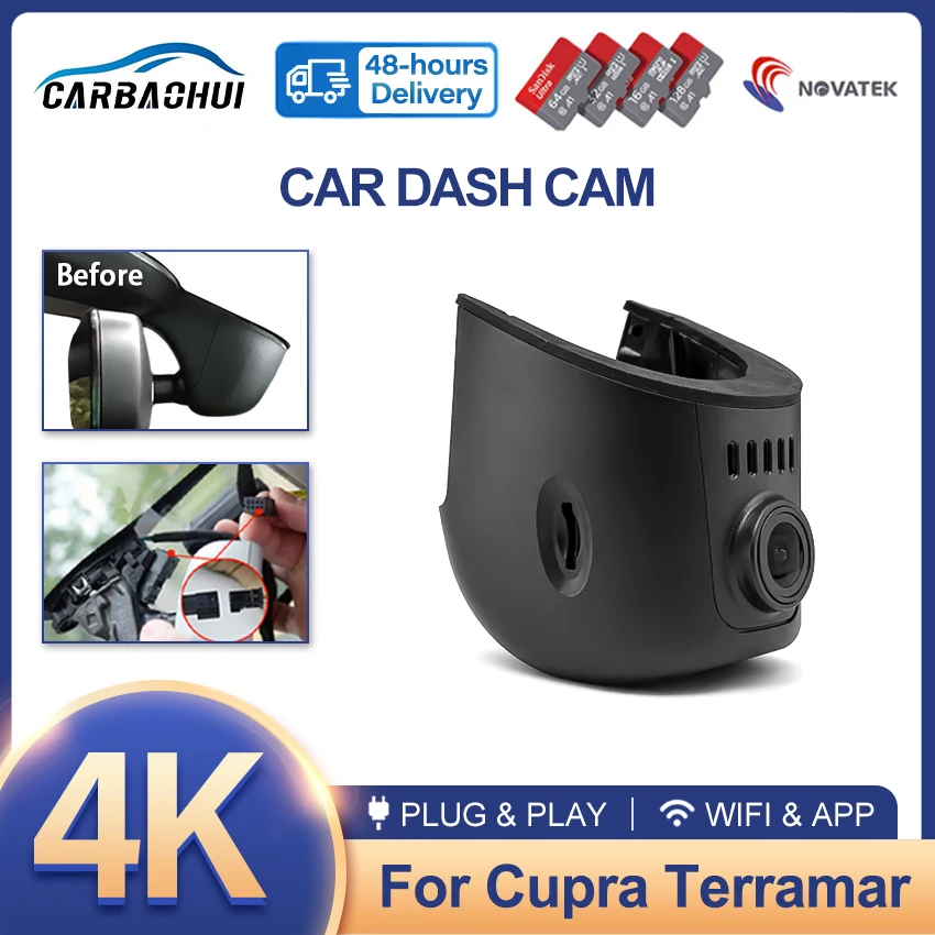4K UHD Dashcam im OEM-Stil mit integriertem WLAN, App, Nachtsicht und G-Sensor, für Cupra Terramar 2024 2025 2026