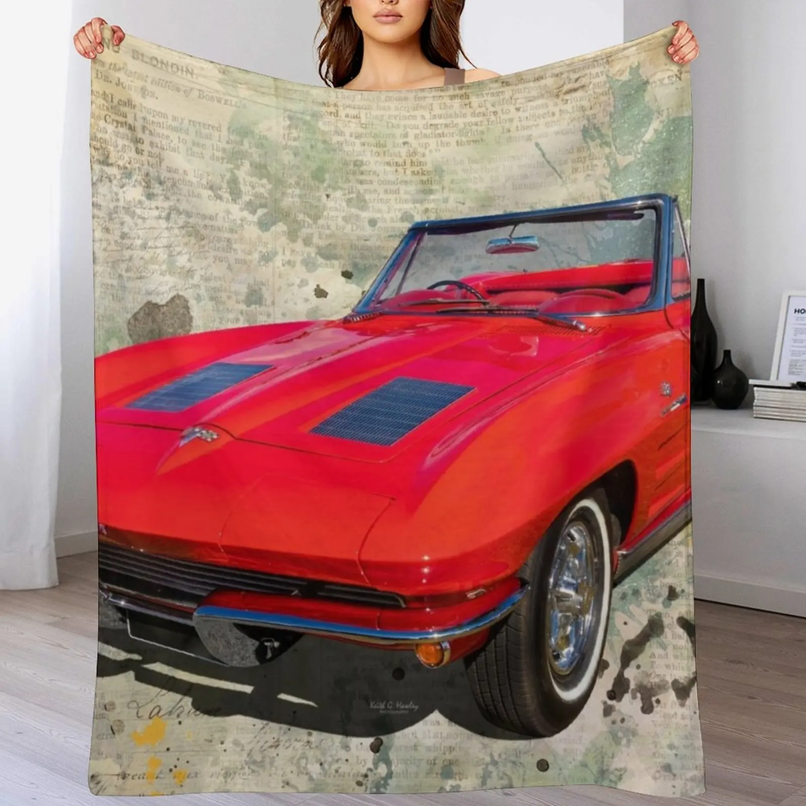 

Top Down Vette Throw Blanket Giant Sofa blankets and throws Blankets