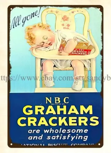 1930s NBC Graham Cracker metal tin sign contemporary art prints