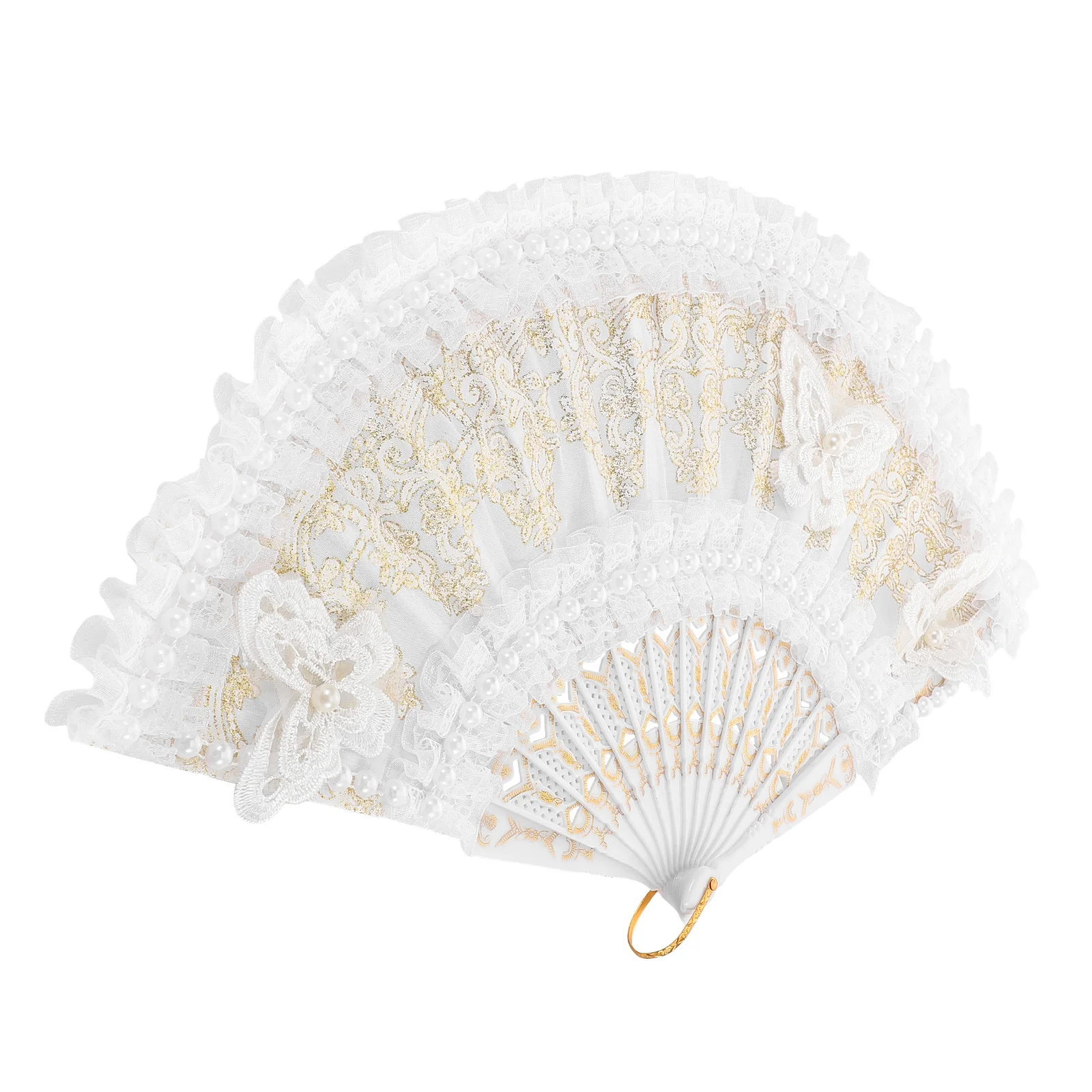 

Lolita Lace Floral Folding Hand Fan Retro Chinese Style Butterfly Bridal Wedding Party Dancing Photography Props Fan