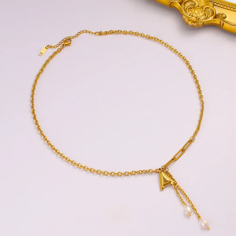 DIY accessories DIY hand-assembled collarbone chain cross-border European and American style personalized letter A pearl pendant