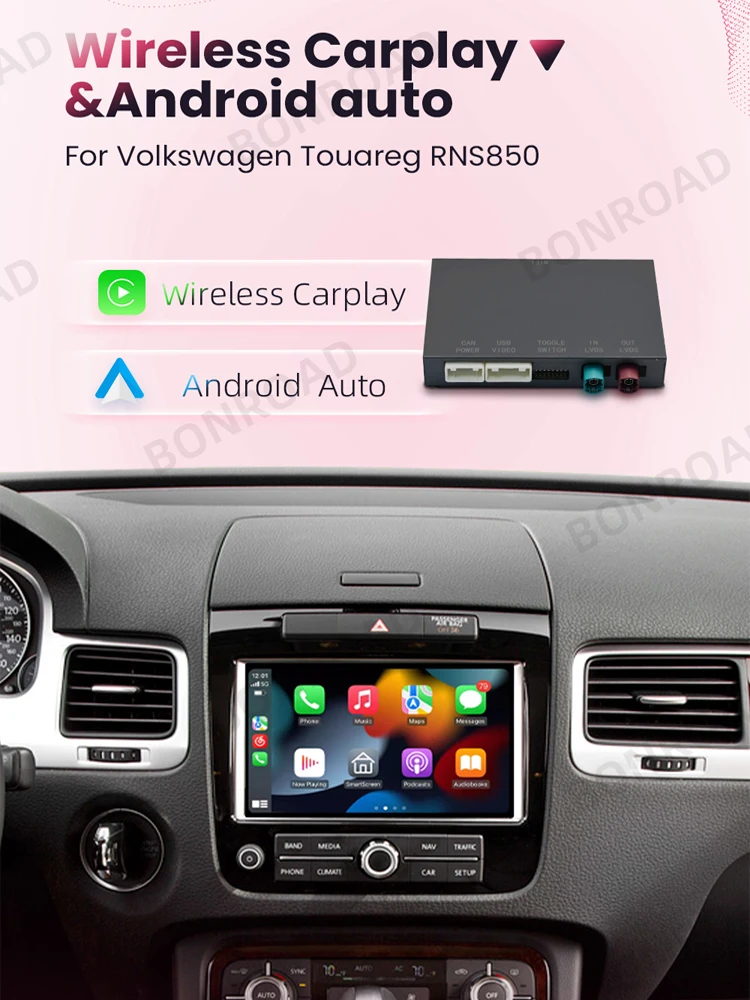 Wireless CarPlay Android Auto Interface Decoder Box For Volkswagen Touareg RNS850 2010-2018 GPS Bluetooth Mirror Link