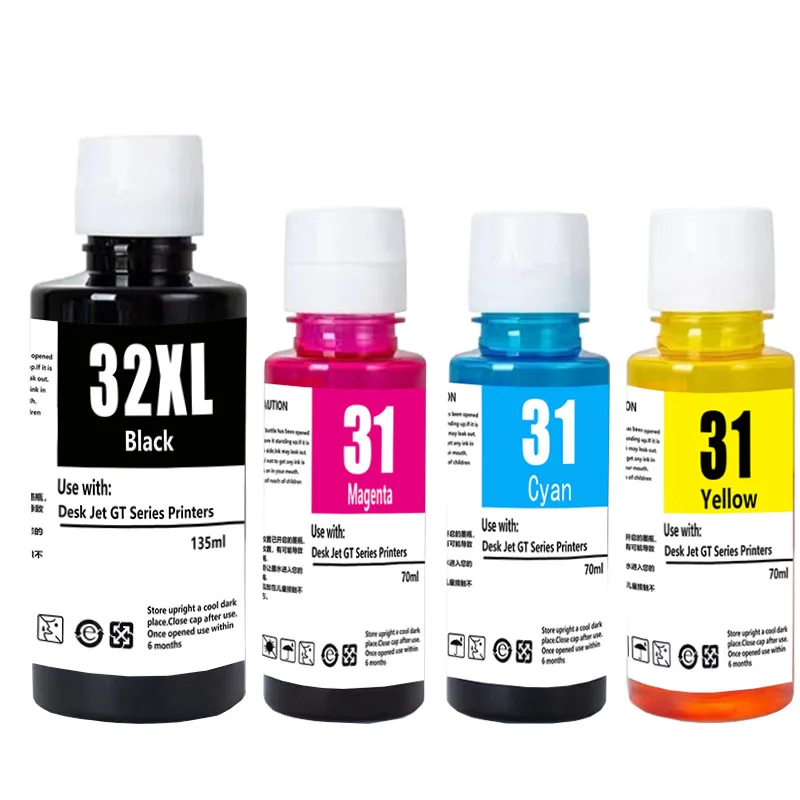 32XL 31 عبوة زجاجات الحبر للطابعة HP 7301 6001 7602 5101 7001 551 651 455 457 450 670 675 720 725 750 755 790 795 #2