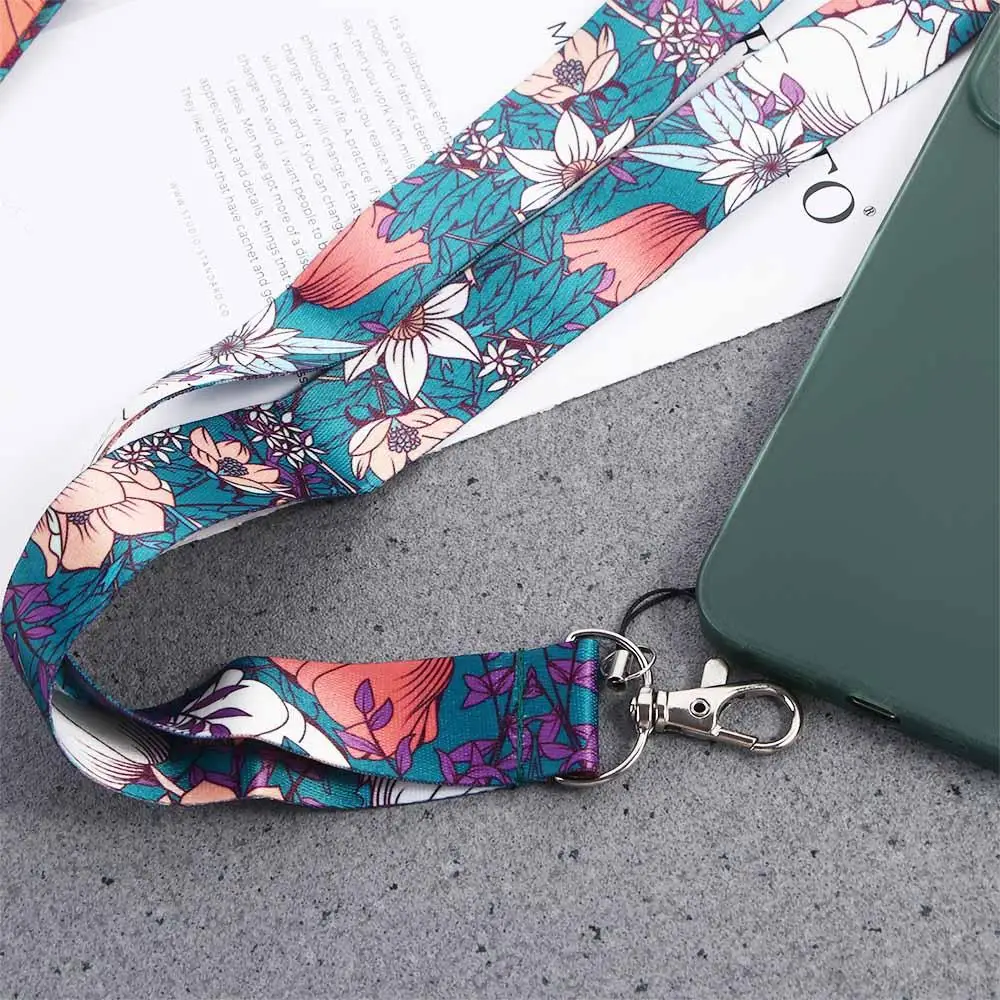 

Name Tag Holder Key Ring Holder Webbings Ribbon Badge Strap Flower Lanyard Badge Holder Keys Keychain ID Card Pass Hang Rope