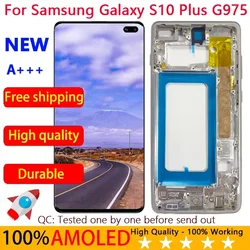 Surper AMOLED S10+ LCD For Samsung Galaxy S10 Plus G975 SM-G975F S10Plus LCD Display Touch Screen Digitizer Assembly replacement