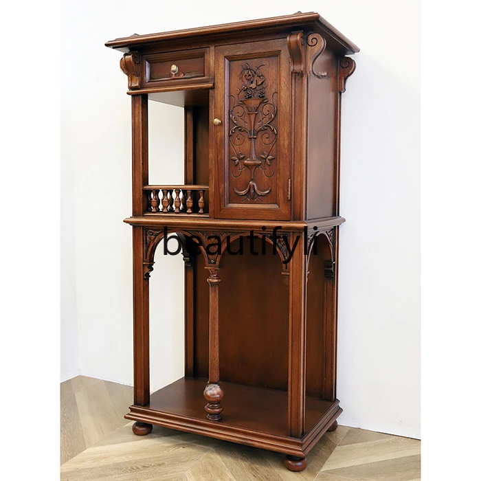 French medieval solid wood tenon and mortise removable wine cabinet retro mix and match decorative small bookcase