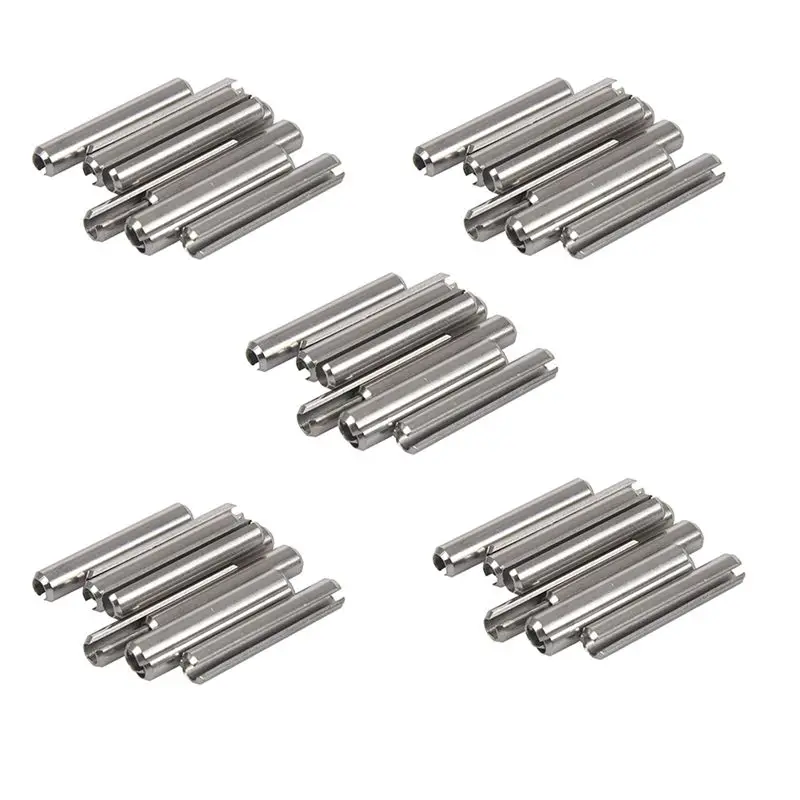 AB13-50Pcs M5x30mm 304 Stainless Steel Split Spring Roll Dowel Pins