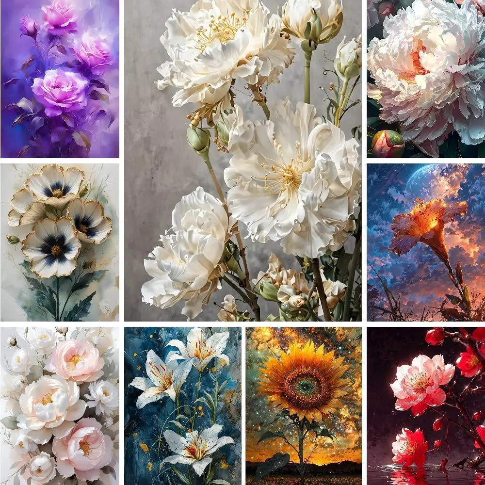 

Painting By Numbers New Arrival Drawing On Canvas Acrylic Paint Wall Art Picture For Bedroom Decorative Diy Flowers Painting Set