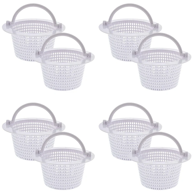 

Swimming Pool Skimmer Replacement Basket With Handle, 8 Pack - Above Ground Pool Thru-Wall Skimmer Baskets