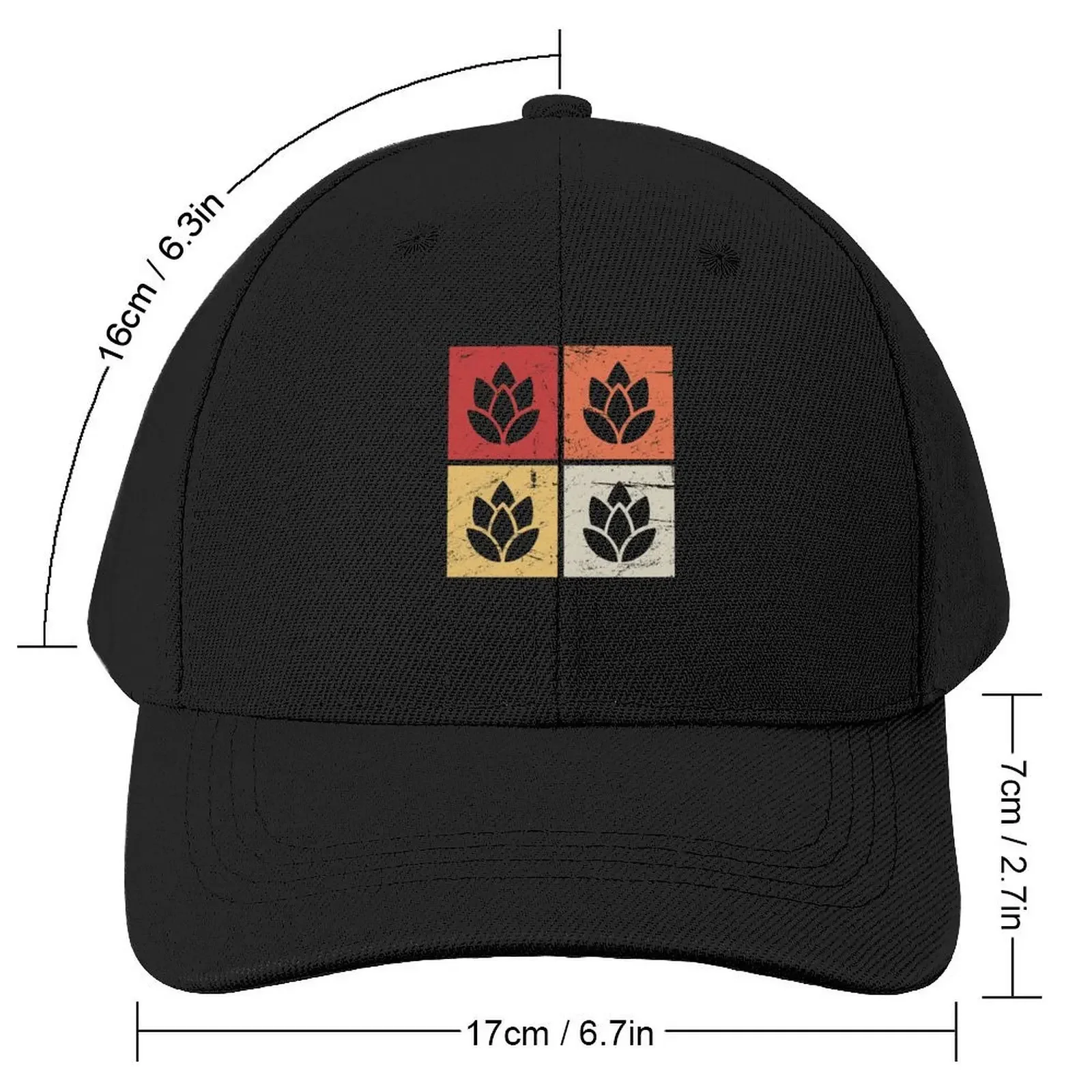 Retro Craft Beer Hops Icons \t Baseball Cap Rugby Sunscreen Mens Women's