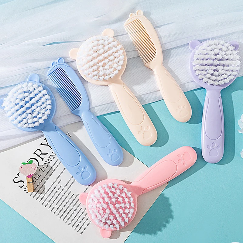 2Pcs/Set Cute Kids Baby Hair Brush and Comb Set for Newborns & Toddlers Baby Brush Soft Bristles Perfect Baby Gift