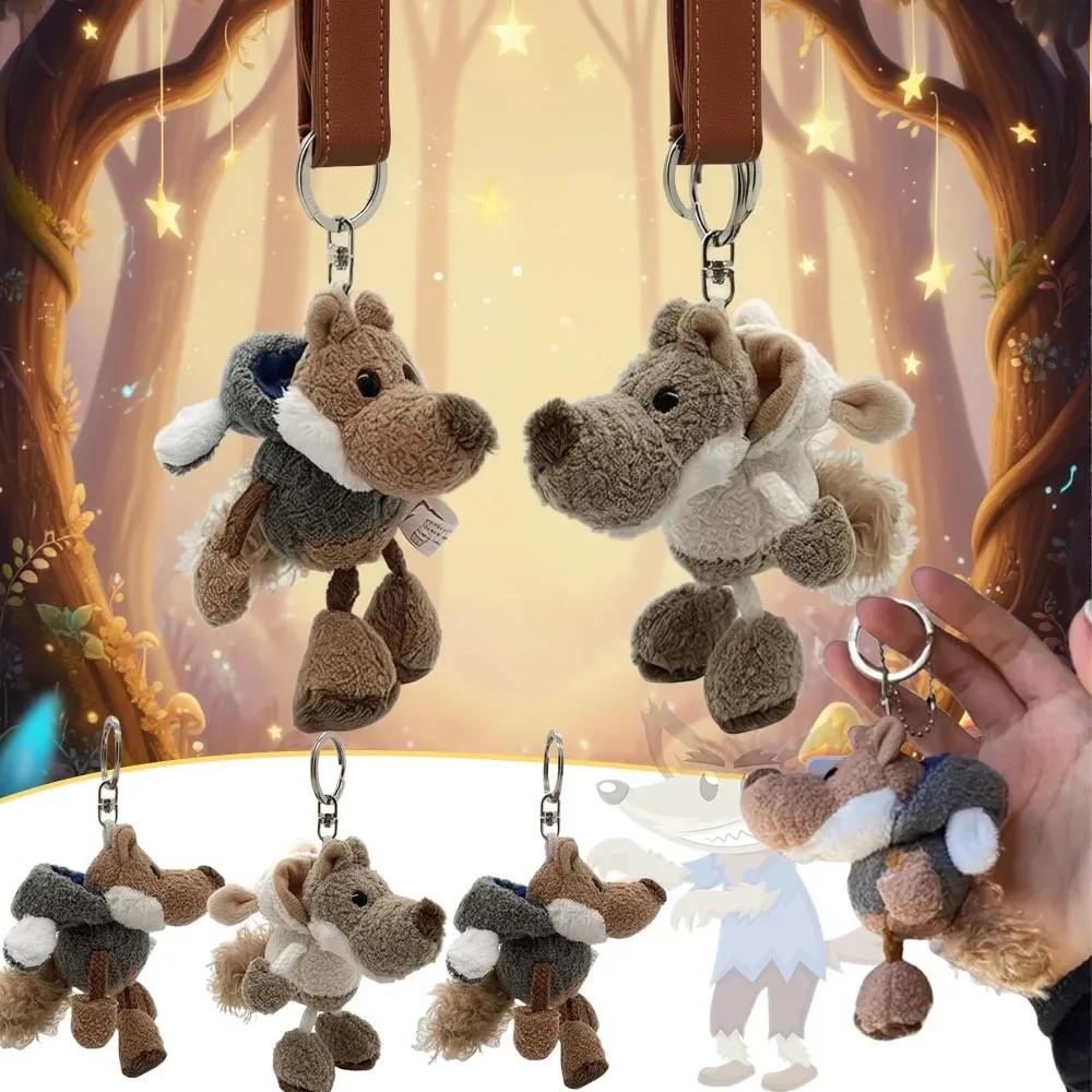 1PCS Disguised Wolf Plush Keychain Funny Cartoon Animal Pendant Creative Bag Charm Hanging Ornament for Backpack Car Key Gift