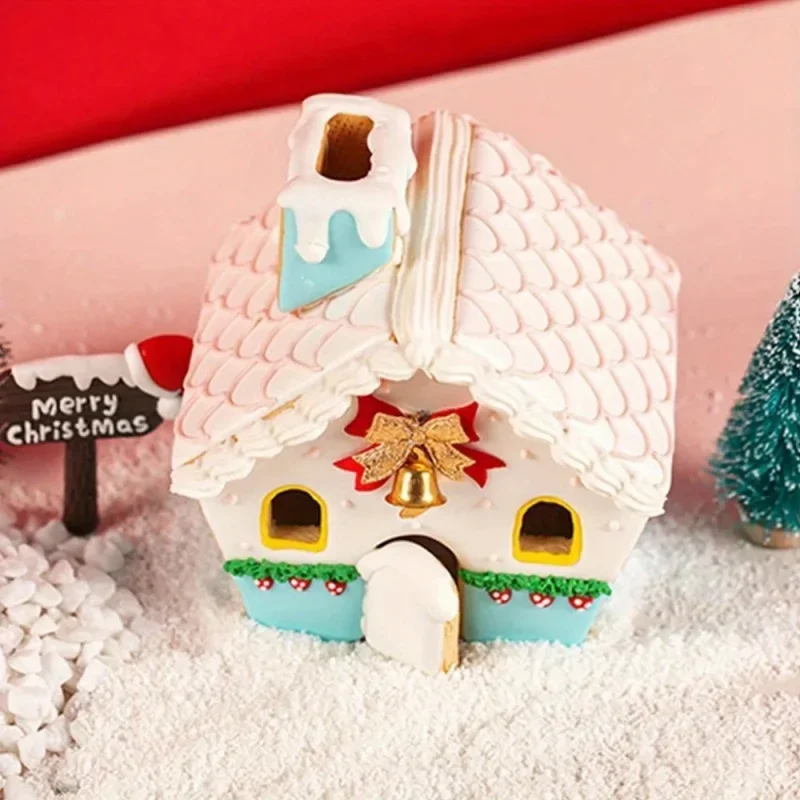 3D Christmas Gingerbread House Mould Plastic Cookie Cutter Set Diy Biscuit Mold Pastry Cake Stamp Baking Tools Accessories