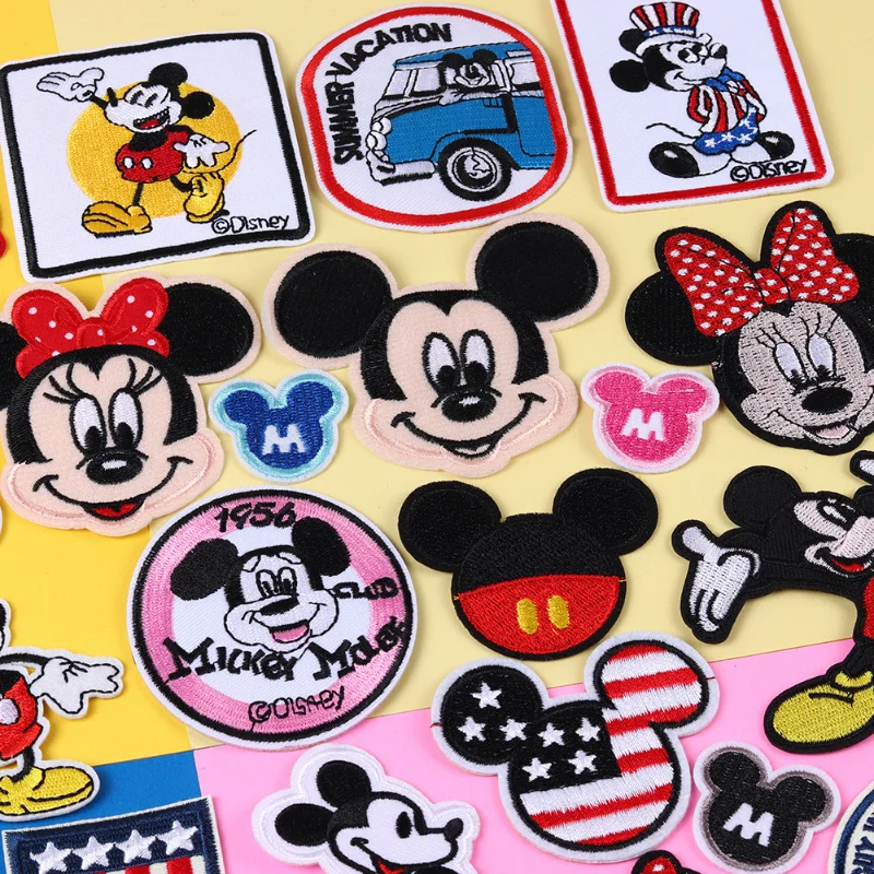 Disney Mickey Minnie Mouse Embroidered Patches on Clothes for Children Stickers Cartoon DIY Sewing Pant Bag Clothing Kawaii Gift