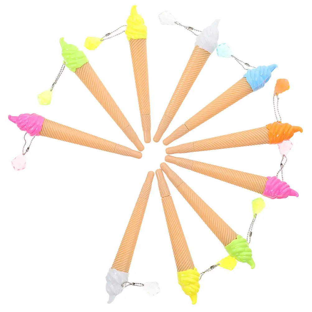 

10Pcs Lovely Ice Cream Styled Gel Ink Pens Smooth Writing Experience Comfortable Grip Portable for Students Teachers Party