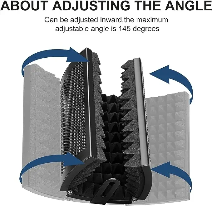 Escudo de micrófono de estudio plegable, protector de micrófono ajustable de 5 paneles, aislamiento, filtro de reflexión, cabina Vocal para grabación