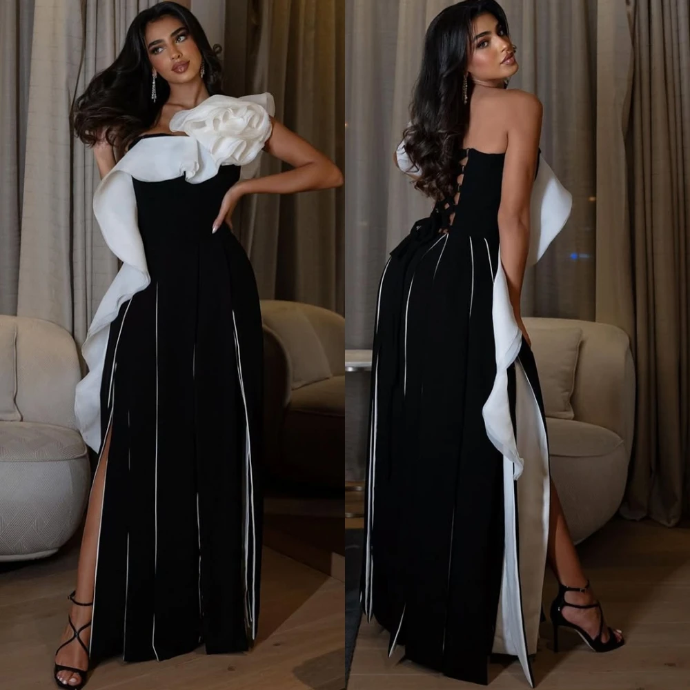 Customized Temperament Satin One Shoulder Evening Dress Delicate Sleeveless Prom Dresses Formal Flowers Special Occasion Gowns